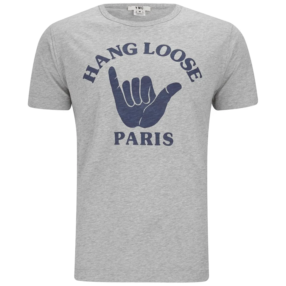 YMC Men's Hang Loose Paris Cotton Slub Jersey T-Shirt - Grey Image 1