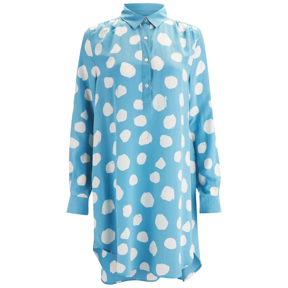 YMC Women's Silk Dot Shirt Dress - Powder Blue Image 1