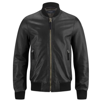 Paul Smith Jeans Men's Leather Bomber Jacket - Black