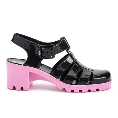 JuJu Women's Babe Heeled Jelly Sandals - Black/Flamingo
