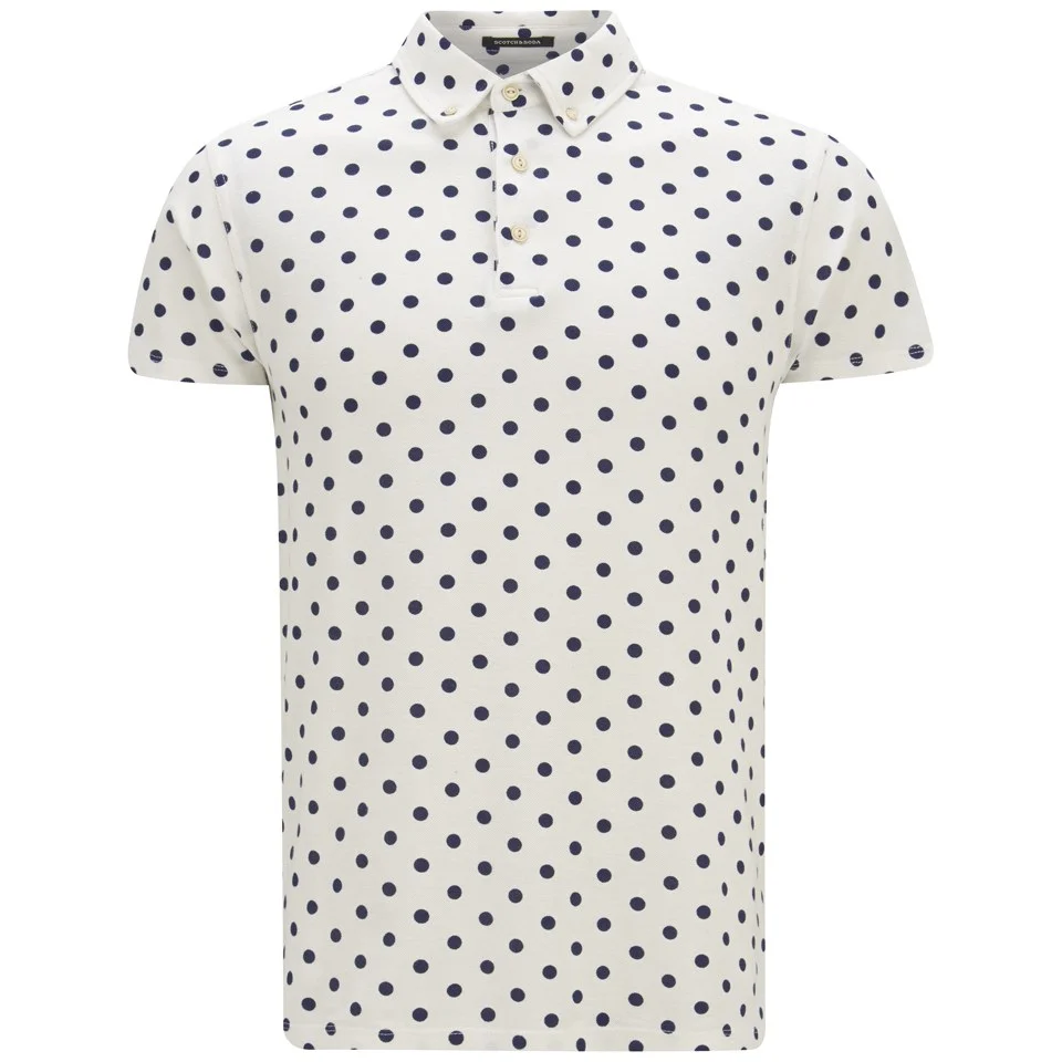 Scotch & Soda Men's Printed Polka Dot Polo Shirt - White Image 1