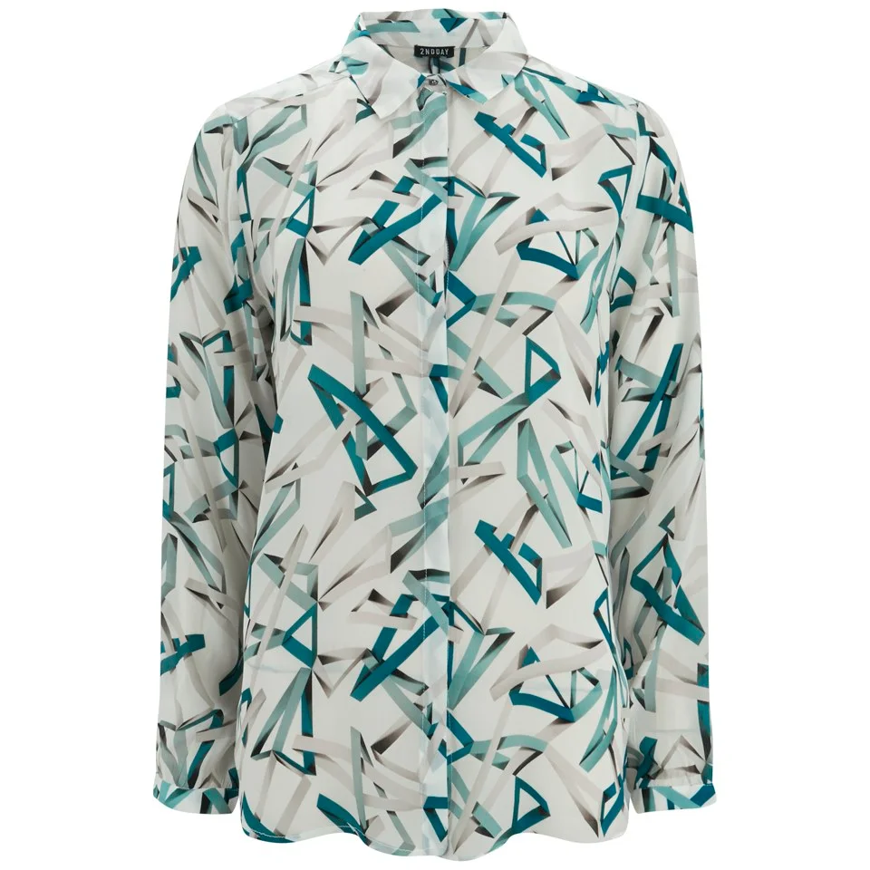 2NDDAY Women's Ginza Long Sleeve Printed Shirt - Colonial Blue Image 1
