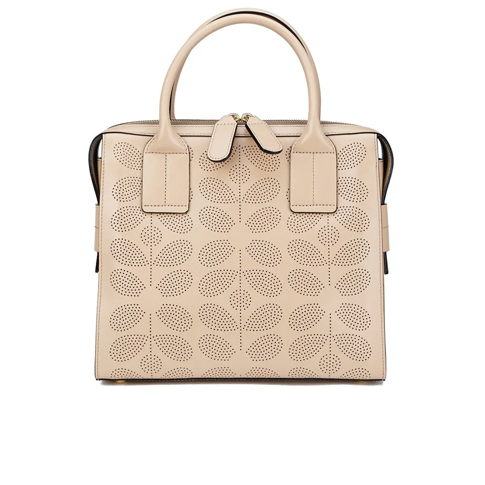 Orla Kiely Women's Margot Sixties Stem Punched Leather Bag - Fawn Image 1