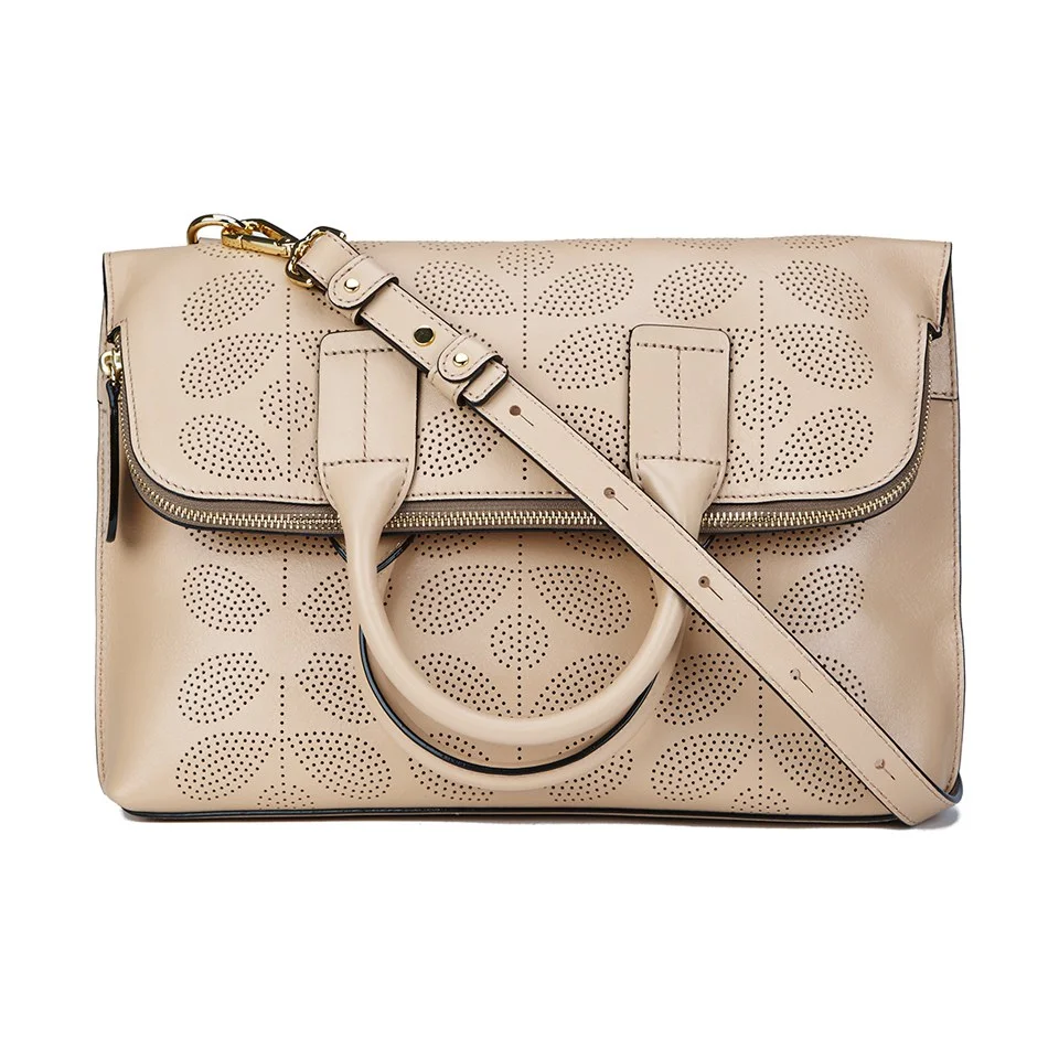 Orla Kiely Women's Juniper Sixties Stem Punched Leather Bag - Fawn Image 1