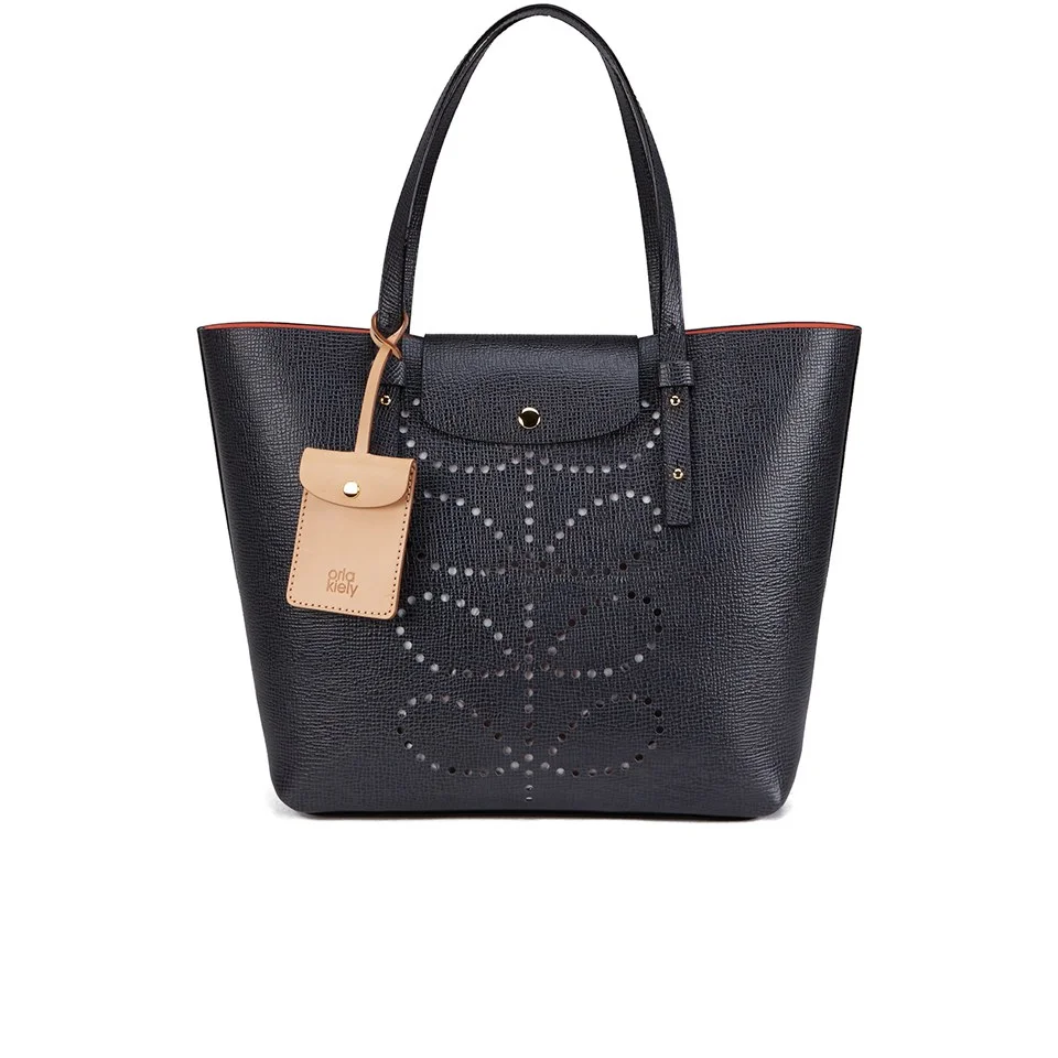 Orla Kiely Women's Tillie Textured Leather Bag - Slate Image 1
