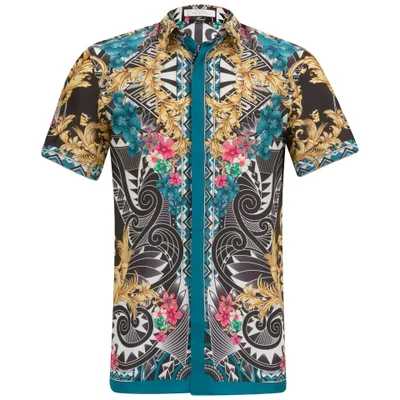 Versace Collection Men's Short Sleeve Silk Fantasia Shirt - Multi