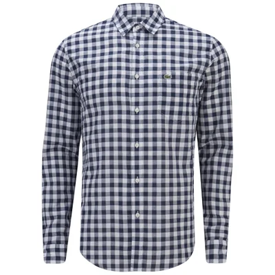 Lacoste Men's Long Sleeve Gingham Poplin Shirt - Boreal