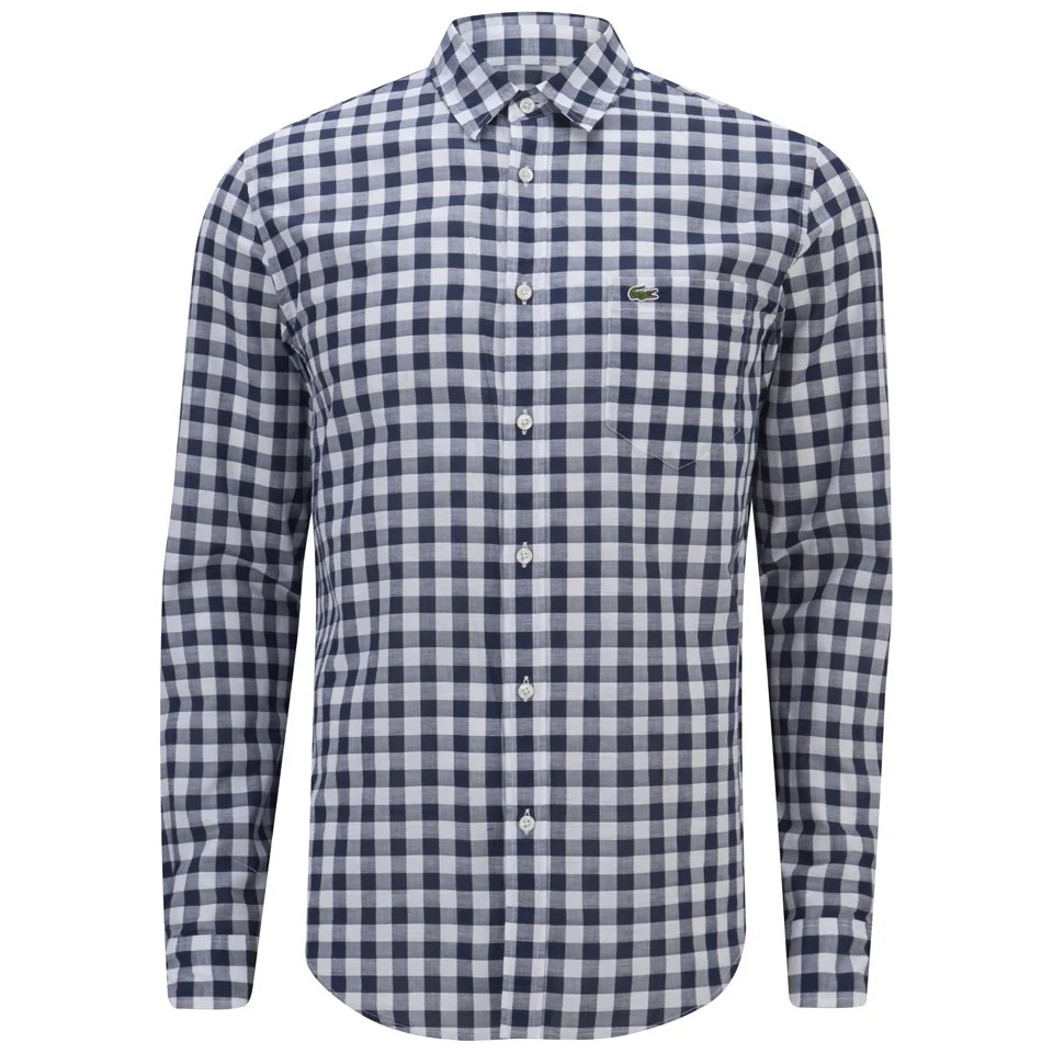 Lacoste Men's Long Sleeve Gingham Poplin Shirt - Boreal Image 1