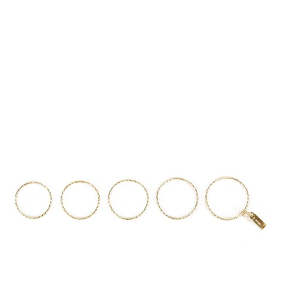 Maria Francesca Pepe Set of 5 Hammered Rings - Gold