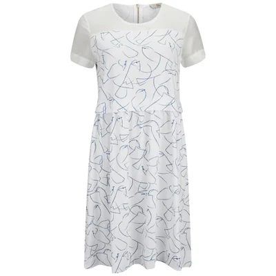 Orla Kiely Women's Blackbird and Bluebird Jersey T-Shirt Dress - White/Blue