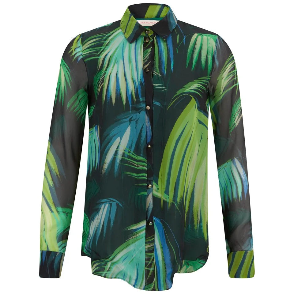 Matthew Williamson Women's Pleat Front Shirt - Peacock Palm Chiffon Image 1