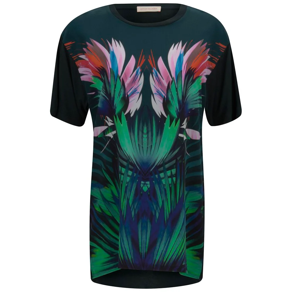 Matthew Williamson Women's Silk Front T-Shirt - Peacock Abstract Parrot Image 1