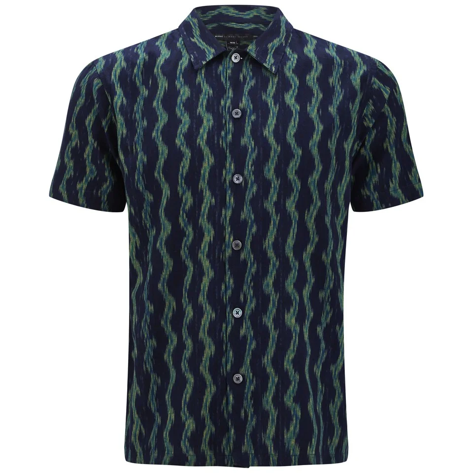 Marc by Marc Jacobs Men's Printed Electric Ikat Short Sleeve Shirt - Navy/Green Image 1