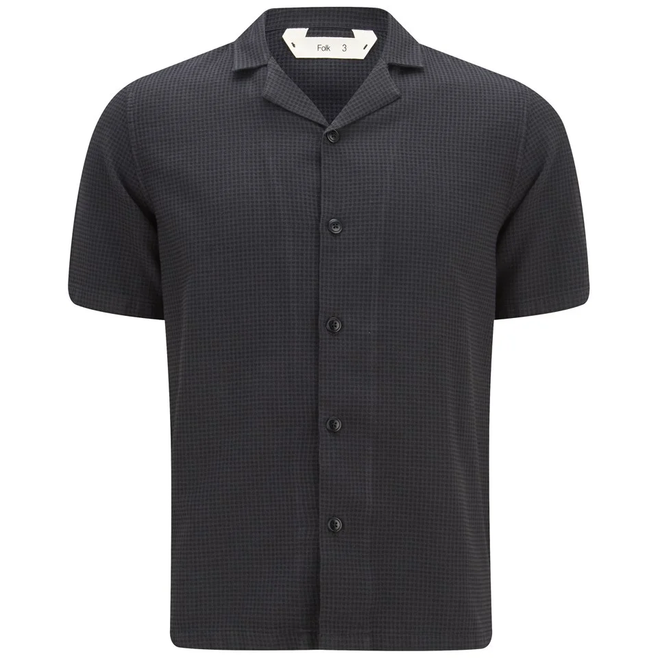 Folk Men's Rab Box Stitch Short Sleeve Shirt - Black Image 1
