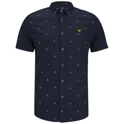 Lyle & Scott Men's Short Sleeve Micro Split Square Shirt - New Navy