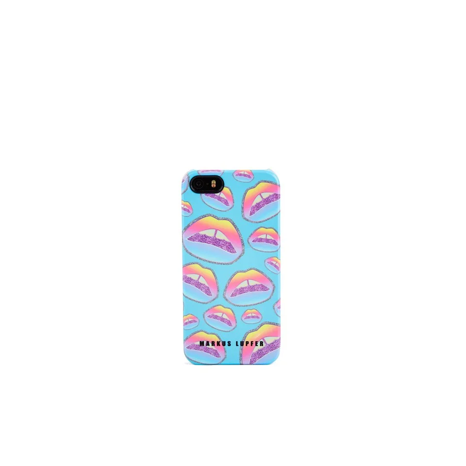 Markus Lupfer Women's Rainbow Glitter Lip iPhone 5/5S Hardcover Image 1