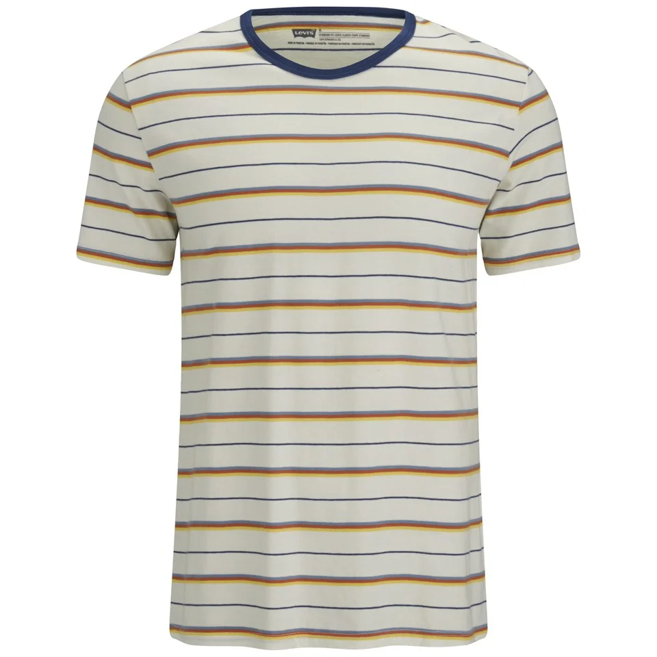 Levi's Men's Short Sleeve Standard Fit T-Shirt - White/Multi Stripes Image 1