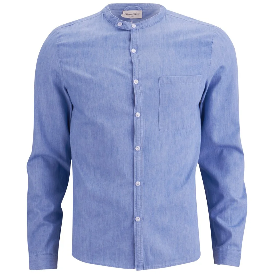 American Vintage Men's Collar Detail Long Sleeve Shirt - Blue Image 1