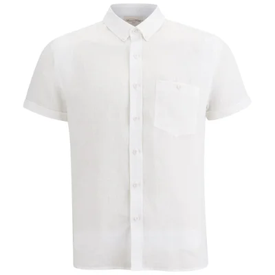 American Vintage Men's Short Sleeve Linen Shirt - White