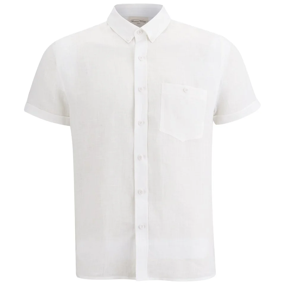 American Vintage Men's Short Sleeve Linen Shirt - White Image 1