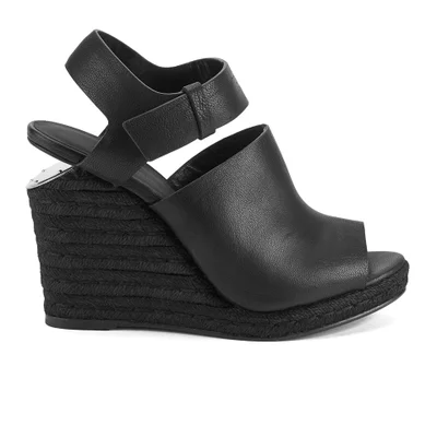 Alexander Wang Women's Tori Leather/Cork Wedged Sandals - Black