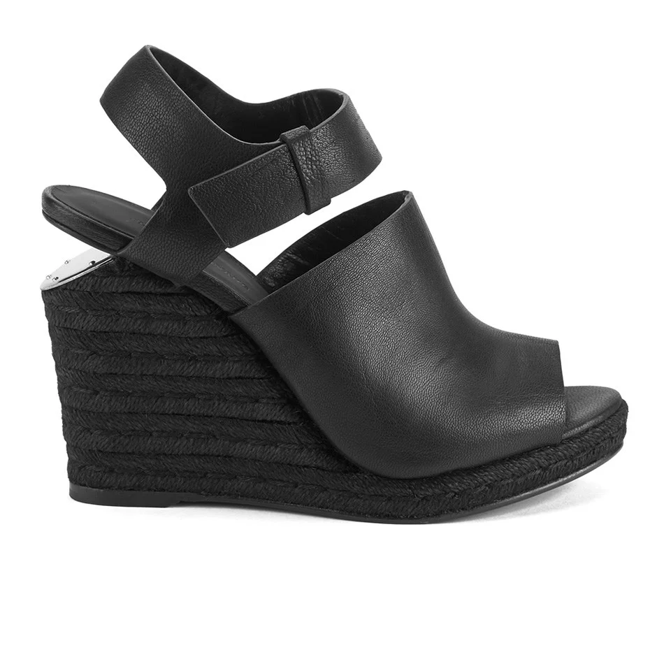 Alexander Wang Women's Tori Leather/Cork Wedged Sandals - Black Image 1