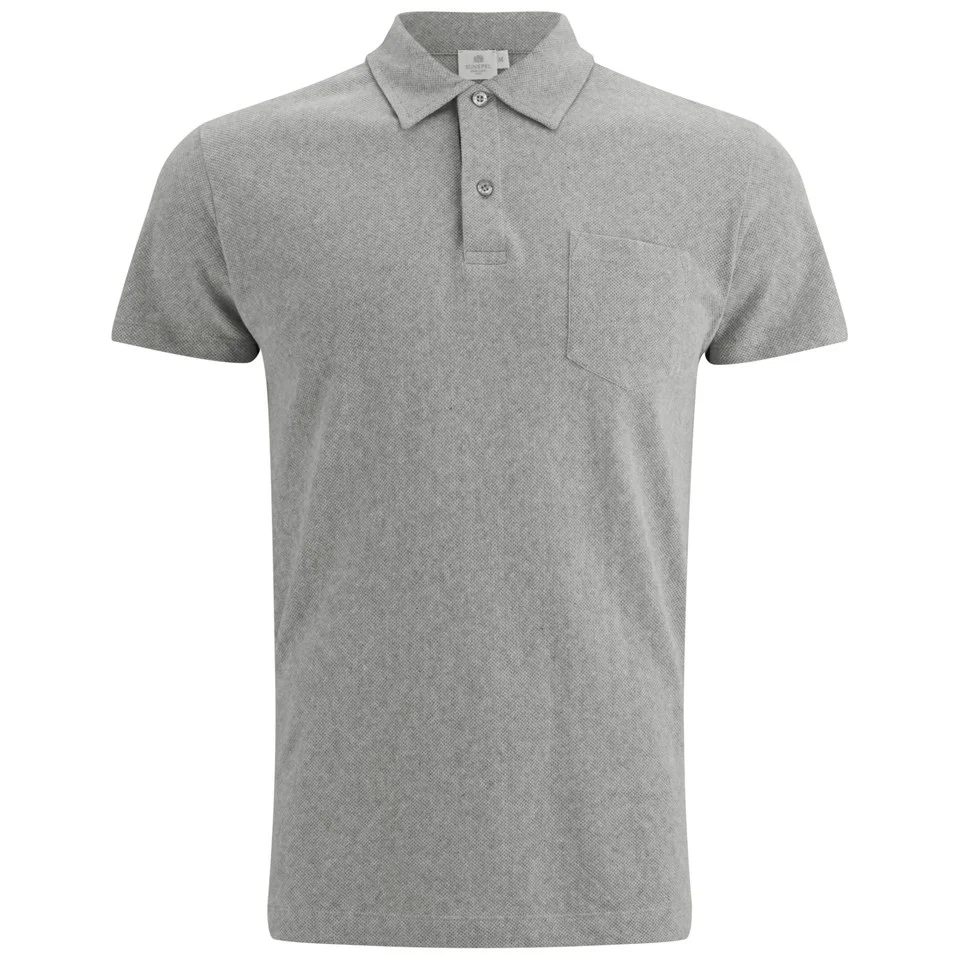 Sunspel Men's Short Sleeve Contrast Placket Riviera Polo Shirt - Grey Image 1
