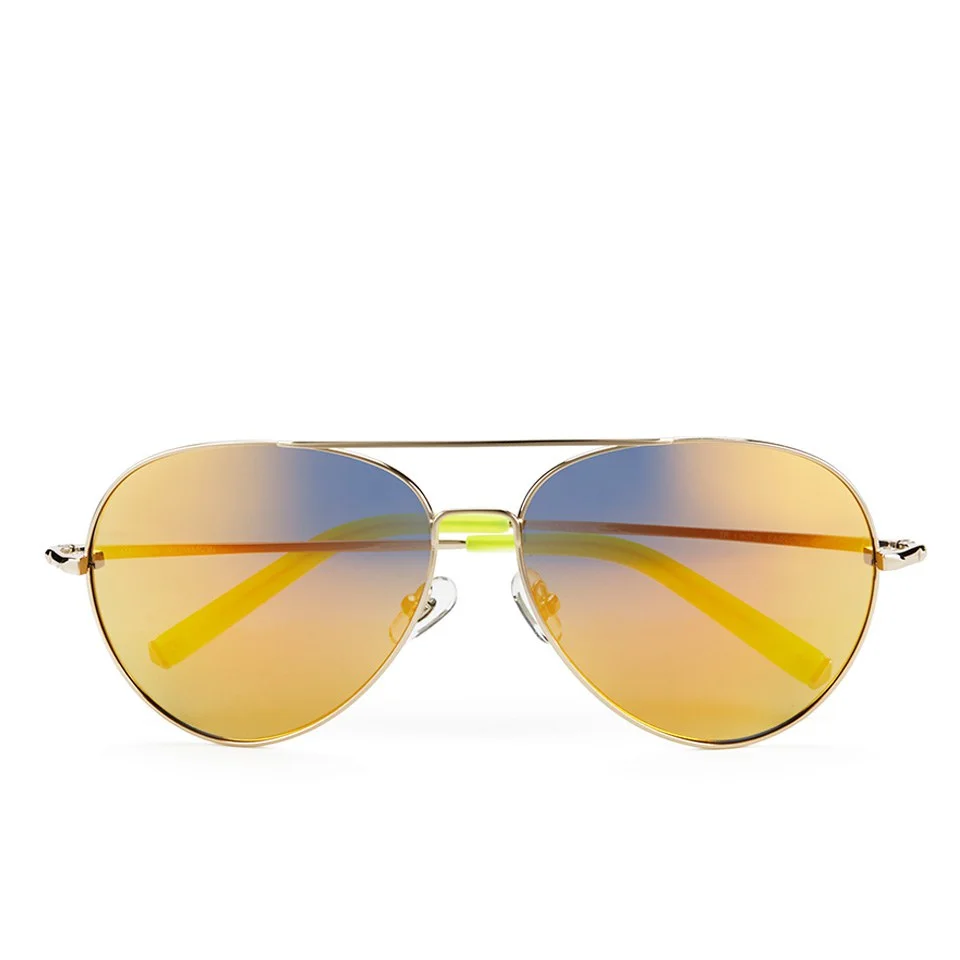 Matthew Williamson Women's Gold Mirror Lens Aviator Sunglasses - Neon Yellow Image 1