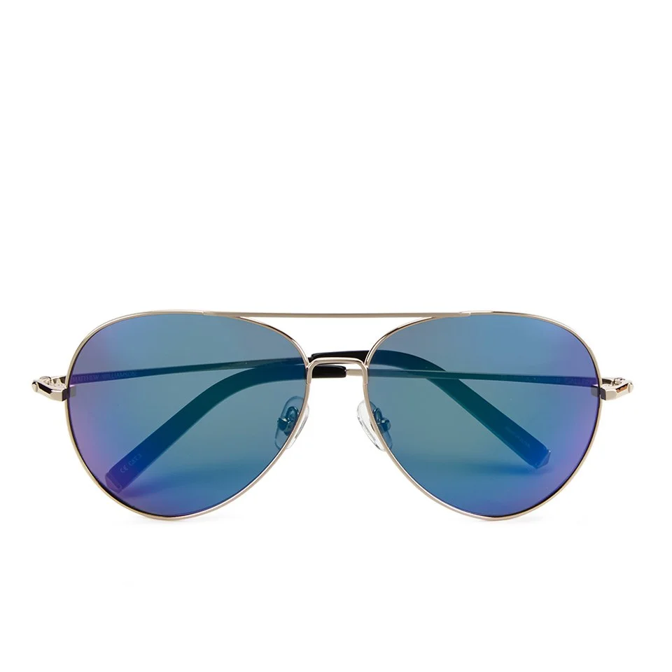 Matthew Williamson Women's Sun Blue Lens Aviator Sunglasses - Black Acetate Image 1