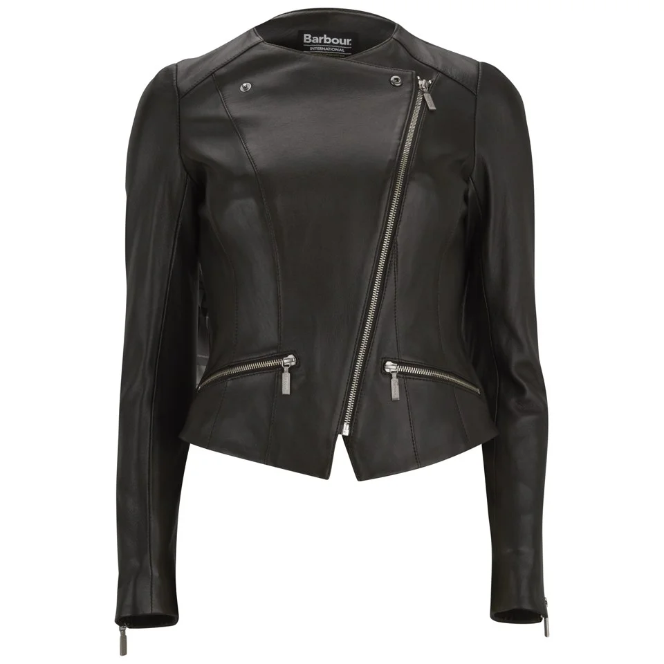 Barbour International Women's Shadow Mid Leather Jacket - Black Image 1