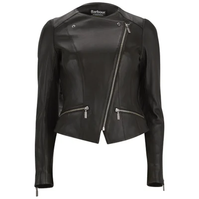 Barbour International Women's Shadow Mid Leather Jacket - Black