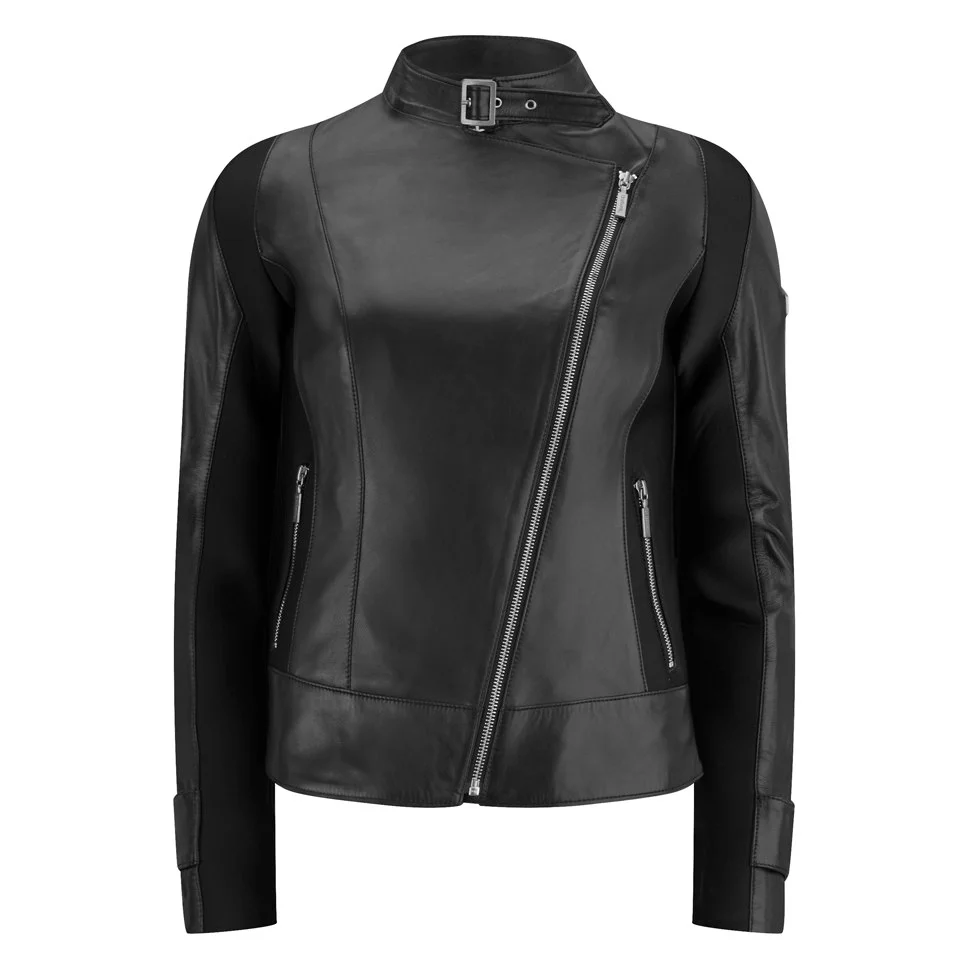 Barbour International Women's Wing Mid Leather Jacket - Black Image 1
