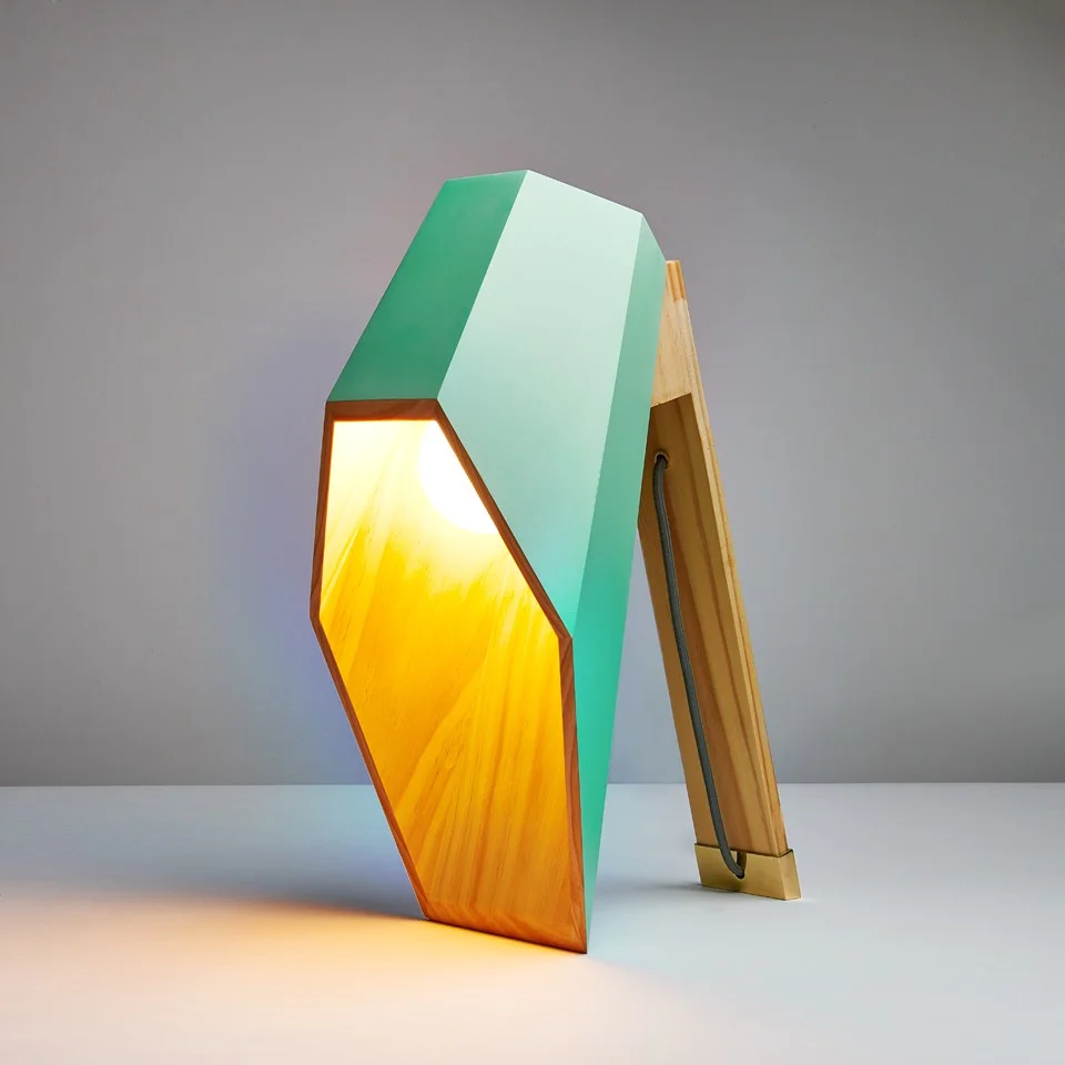 Seletti 'Woodspot' Wooden Table Lamp - Green Image 1