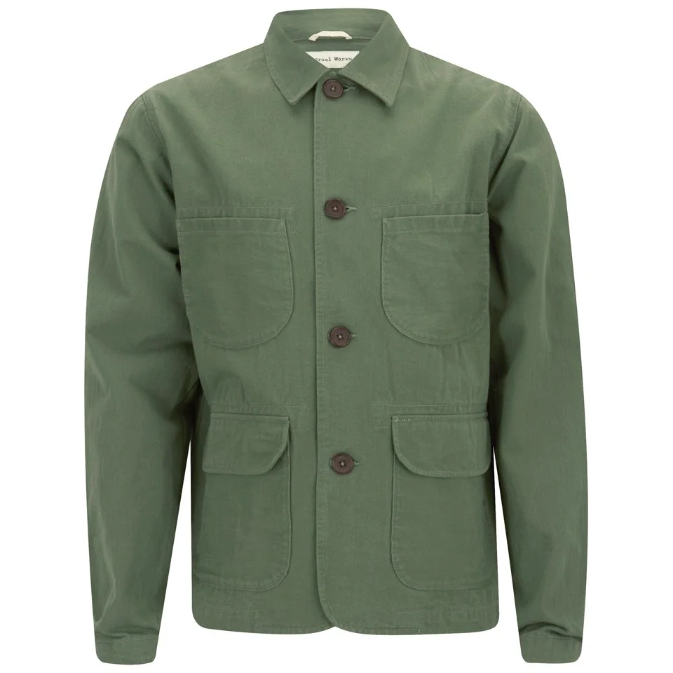 Universal Works Men's Labour Jacket - Olive Japanese GI Cotton Image 1