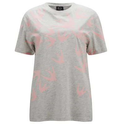 McQ Alexander McQueen Women's Boyfriend Swallow Print T-Shirt - Snow Melange