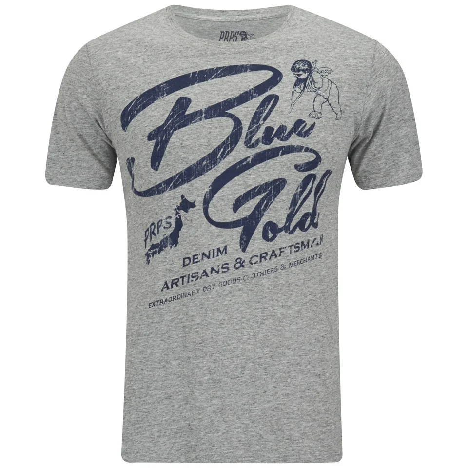 PRPS Goods & Co. Men's Blue Gold T-Shirt - Grey Image 1
