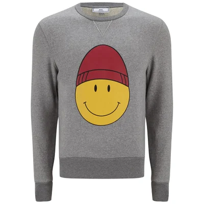 AMI Men's Smiley Printed Sweatshirt - Heather Grey
