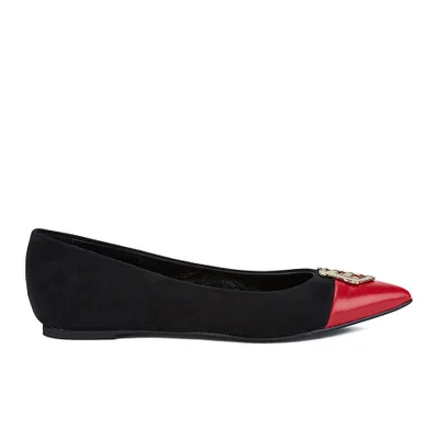 Love Moschino Women's Pointed Suede Flats - Black/Red