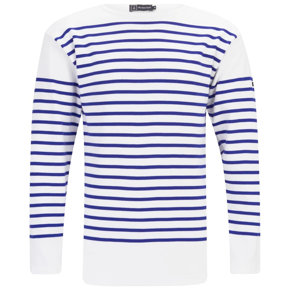 Armor Lux Men's Admiral Breton Shirt - White/Blue Image 1