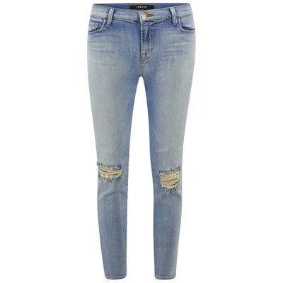 J Brand Women's Mid Rise Distressed Crop Skinny Jeans - Dropout Indigo