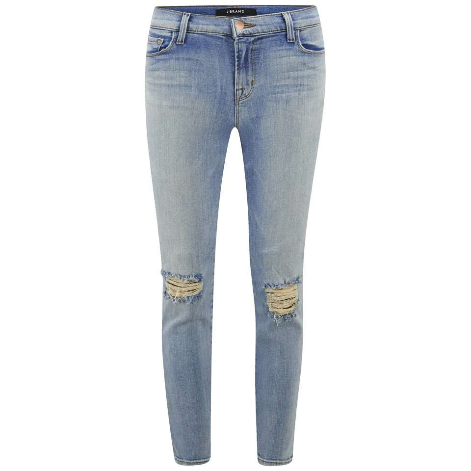 J Brand Women's Mid Rise Distressed Crop Skinny Jeans - Dropout Indigo Image 1