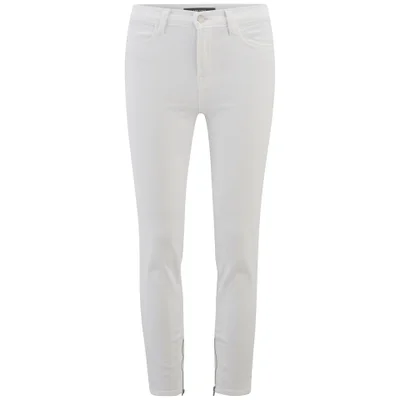 J Brand Women's Hanna White Crop High Rise Skinny Jeans with Zips - Blanc White