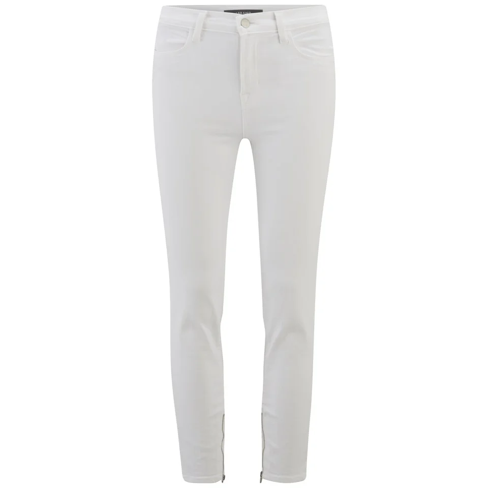 J Brand Women's Hanna White Crop High Rise Skinny Jeans with Zips - Blanc White Image 1