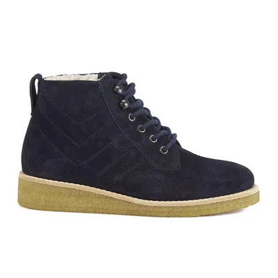 A.P.C. Women's Heidi Lace Up Crepe Sole Wedged Boots - Dark Navy