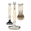 Truefitt & Hill Edwardian Badger MachIII Razor, Brush and Stand Set - Faux Ivory - Image 1