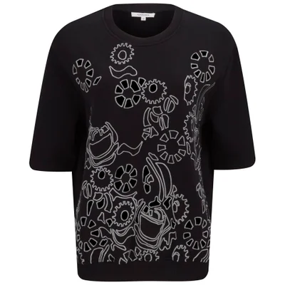 Carven Women's Short Sleeve Printed Sweatshirt - Black