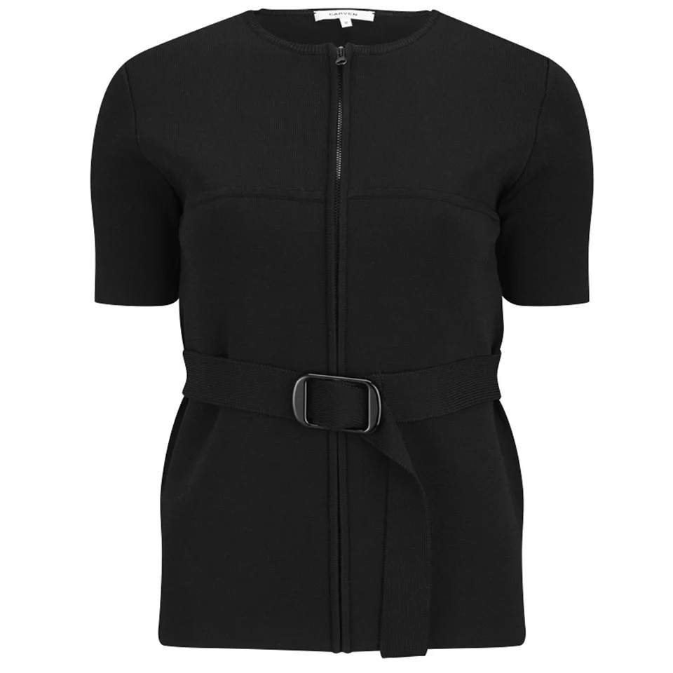 Carven Women's Zipped Belted Cardigan - Black Image 1