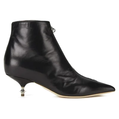 Vivienne Westwood Women's Pointed Orb Heel Zip Up Leather/Suede Ankle Boots - Black