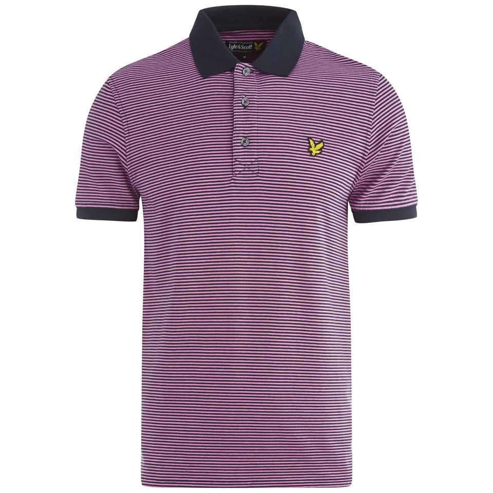 Lyle & Scott Men's Fine Stripe Jersey Polo Shirt - Pink Image 1