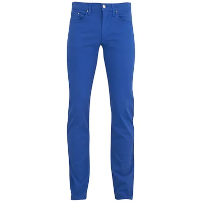 Versace Men's Casual Cotton Flat Front Trousers - Blue